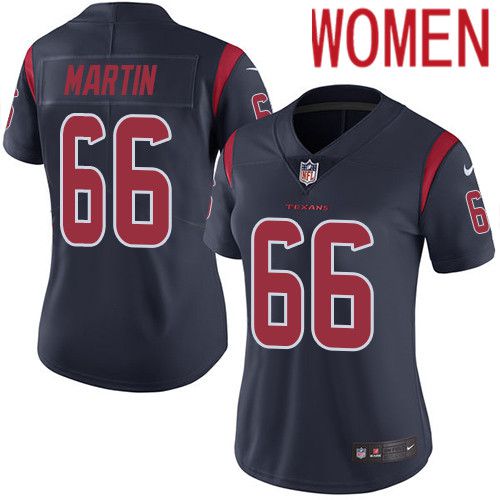 Women Houston Texans 66 Nick Martin Navy Blue Nike Rush Vapor Limited NFL Jersey